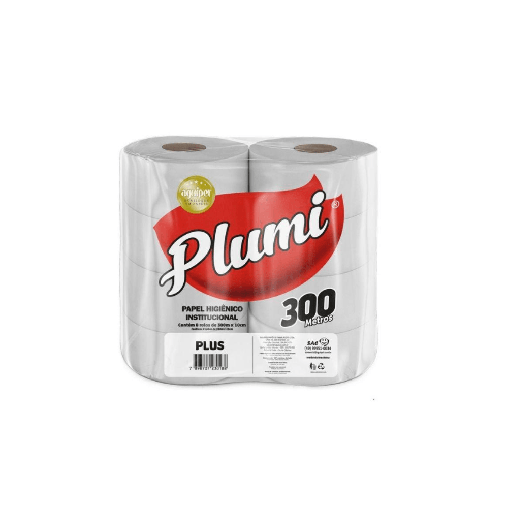 Papel Higiênico Rolão Plumi com 8 rolos - 1482